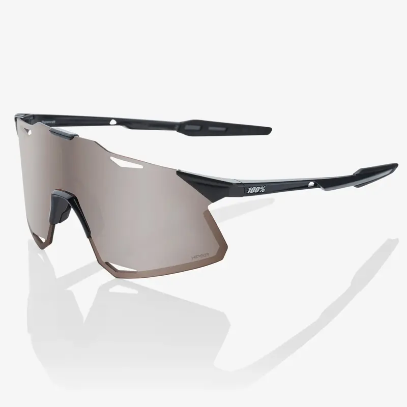 100% Hypercraft Cycling Sunglasses Black - Hiper Silver Mirror Lens 1