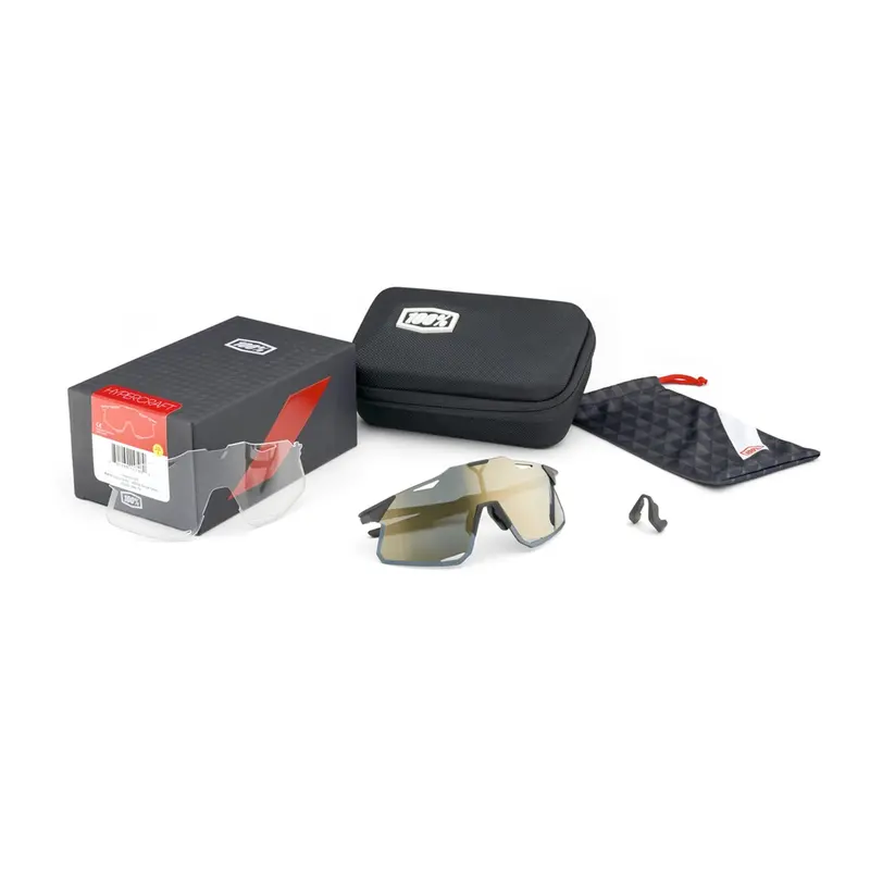 100% Hypercraft Cycling Sunglasses - Gloss Black With Photochromic Lens + Clear Lens 2