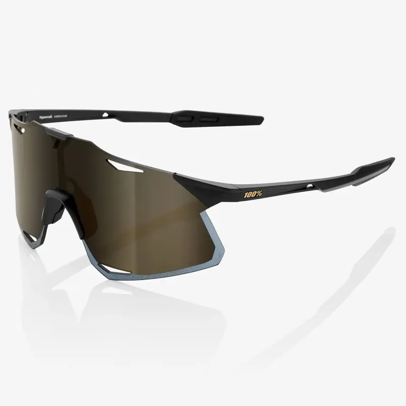 100% Hypercraft Cycling Sunglasses, Matt Black With Soft Gold Mirror Lens 1