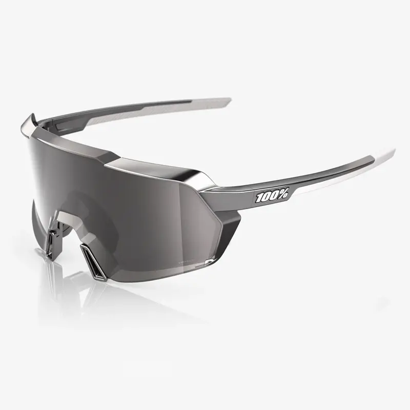 100% Korbin Unisex Cycling Sunglasses, Gloss Black Chrome, Hiper Silver Chrome Mirror Lens 1