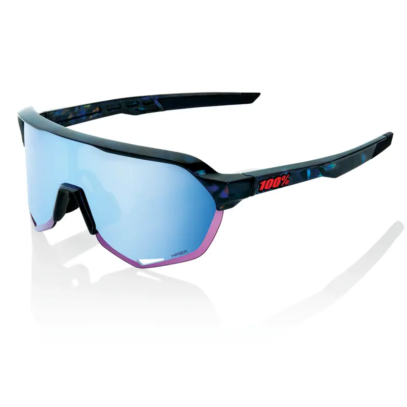 100% S2 Cycling Sunglasses - Black Holographic - Hiper Blue Mirror Lens + Clear Lens 1