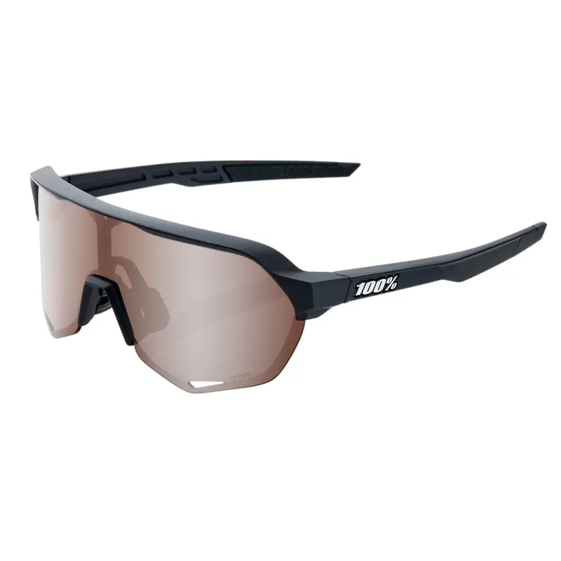 100% S2 Cycling Sunglasses - Soft Tact Black With Hiper Crimson Silver Mirror Lens 1