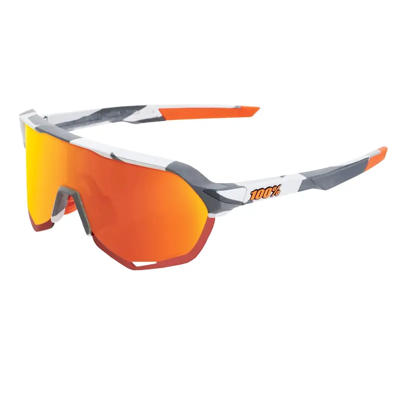 100% S2 Cycling Sunglasses - Soft Tact Grey Camo With Hiper Red Multilayer Mirror Lens 1