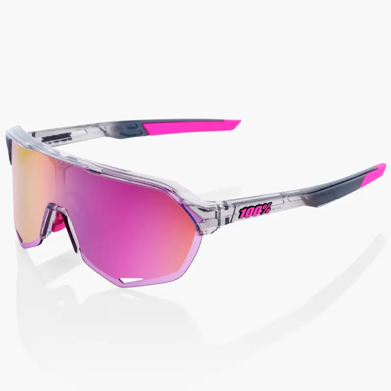 100% S2 Cycling Sunglasses - Tokyo Night Polished Translucent Grey With Purple Multilayer Mirror Lens 1