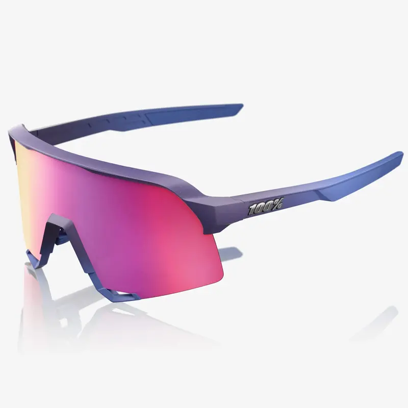 100% S3 Cycling Sunglasses, Satin Storm Metallic With Purple Mirror Lens 1