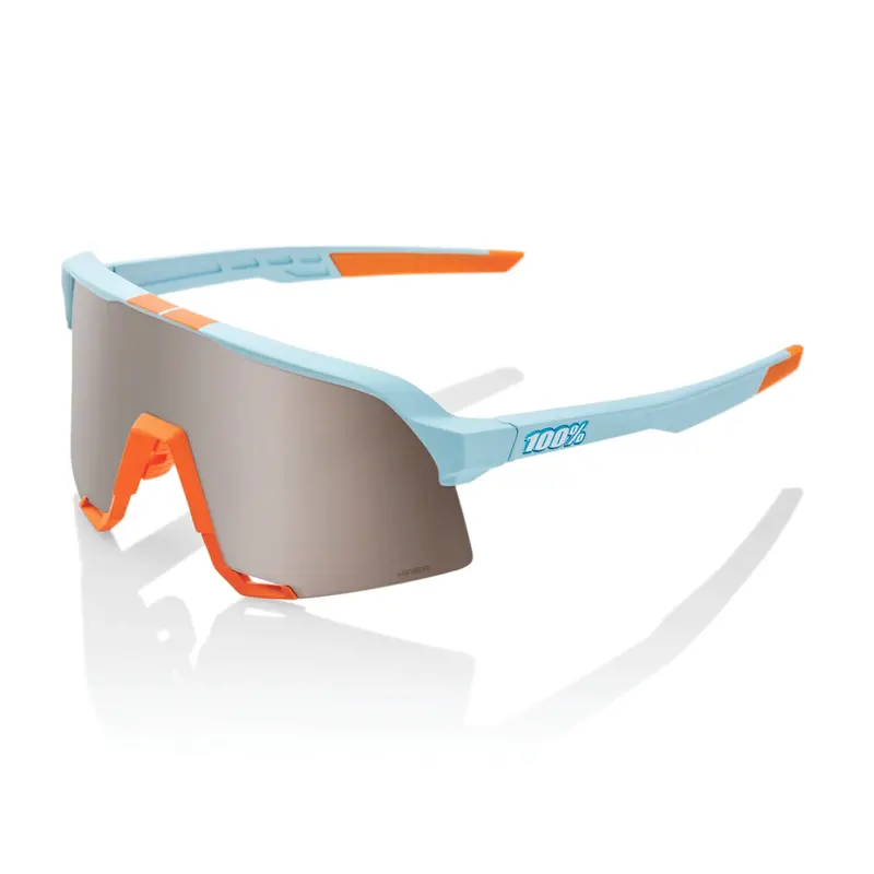 100% S3 Cycling Sunglasses - Soft Tact Two Tone With Hiper Silver Mirror Lens 1