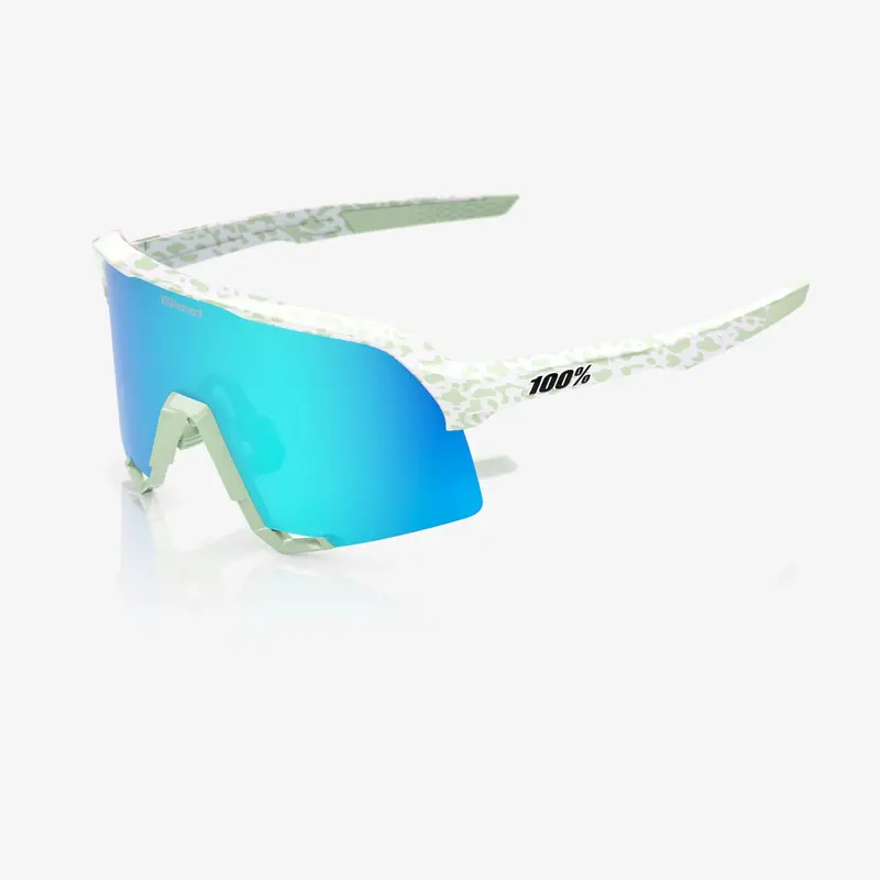 100% S3 - Le Elly De La Cruz 2 Unisex Cycling Sunglasses, Polished Light Green With Blue Topaz Mirror Lens 1