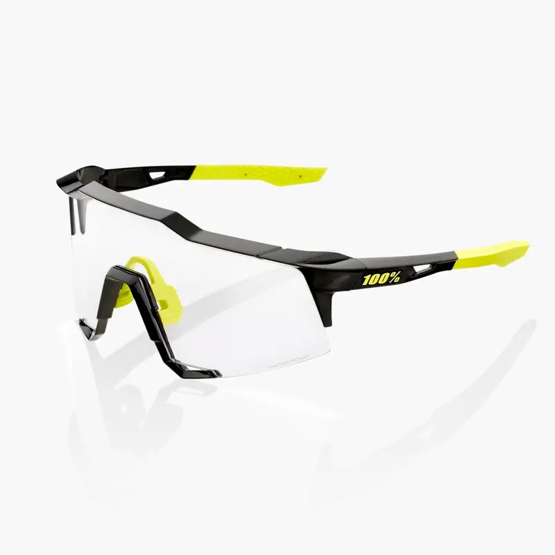 100% Speedcraft Cycling Sunglasses, Gloss Black, Photochromatic Lens 1