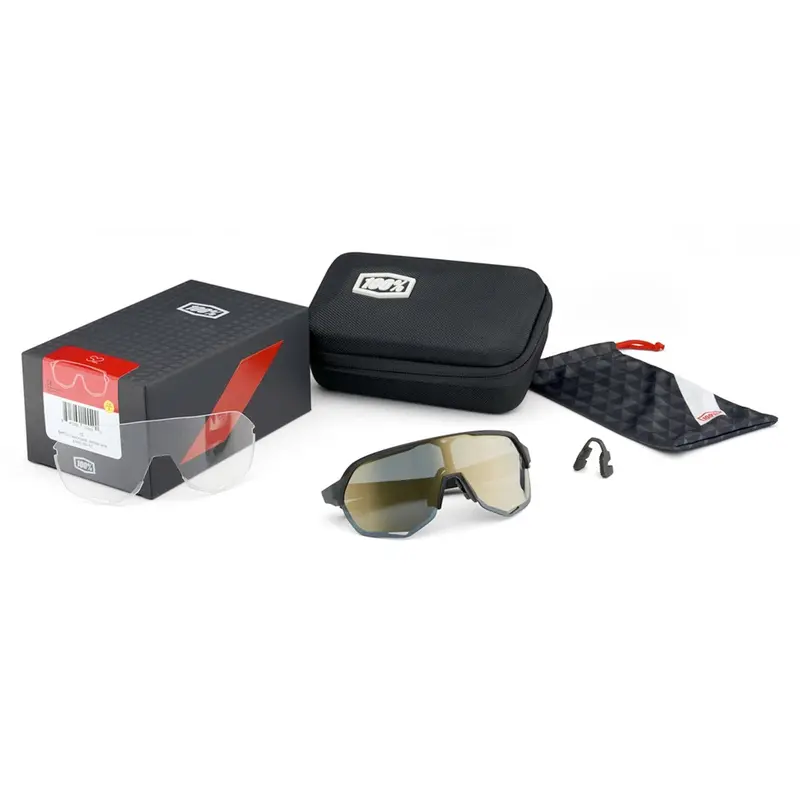 100% Speedcraft Cycling Sunglasses - Soft Tact Oxyfire With Dark + Clear Lens 2