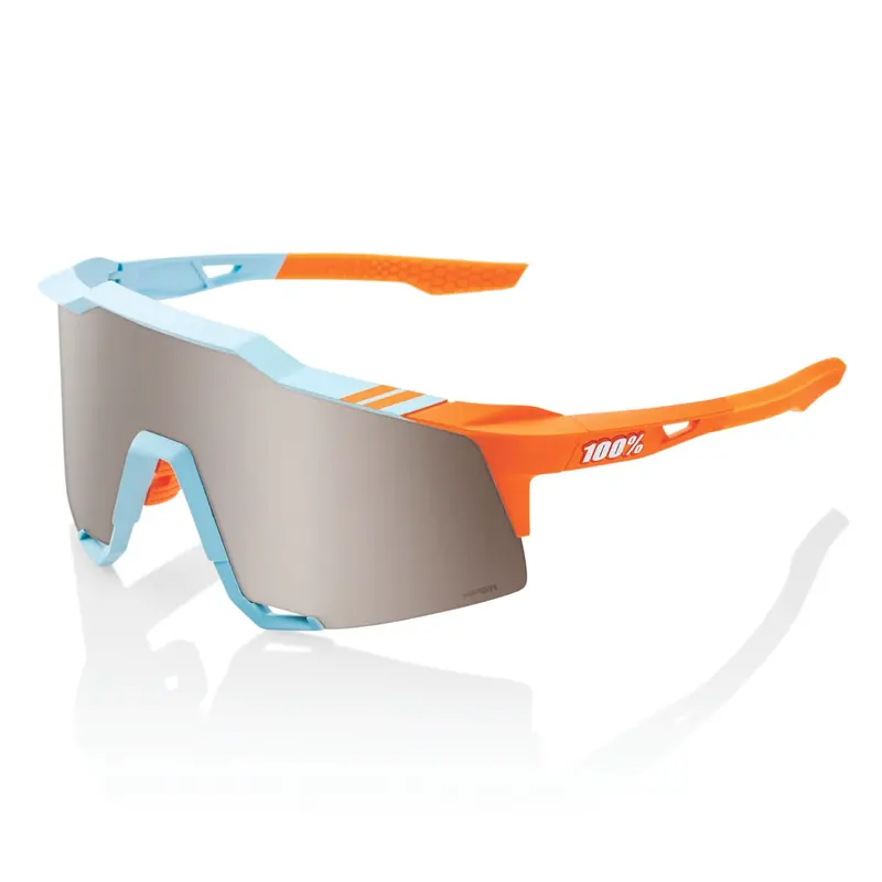 100% Speedcraft Cycling Sunglasses - Soft Tact Two Tone With Hiper Silver Mirror Lens 1
