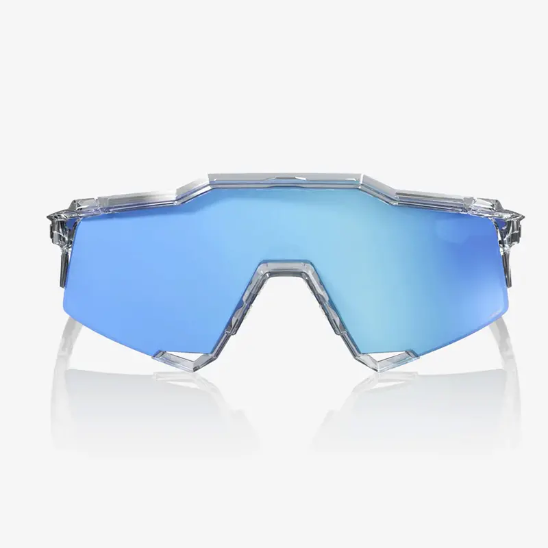 100% Speedcraft Unisex Cycling Sunglasses, Polished Translucent Clear, Hiper Blue Multilayer Mirror Lens 2