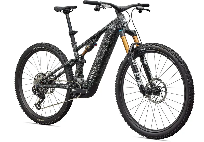 2026 Specialized S-Works Turbo Levo R Unisex Electric Mountain Bike, Gloss Shadow Silver Speckle Over Carbon 1