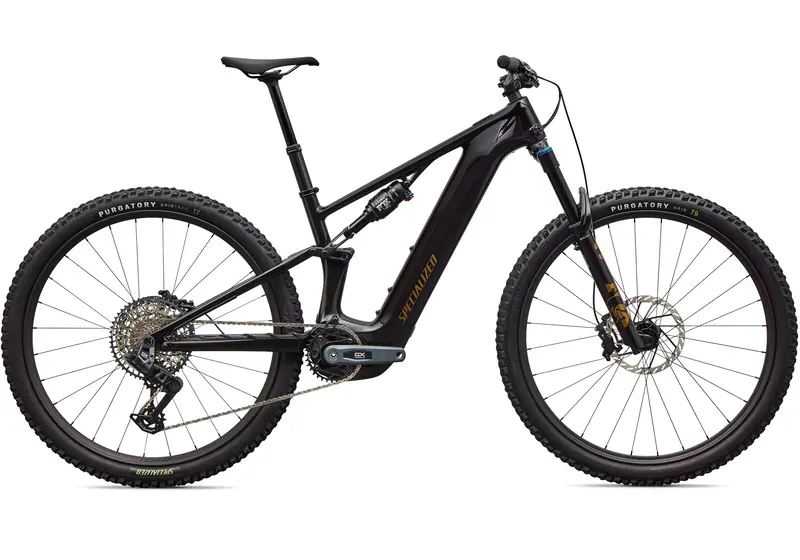 2026 Specialized Turbo Levo R Expert Unisex Electric Mountain Bike, Gloss Carbon/Burnt Gold Metallic 3