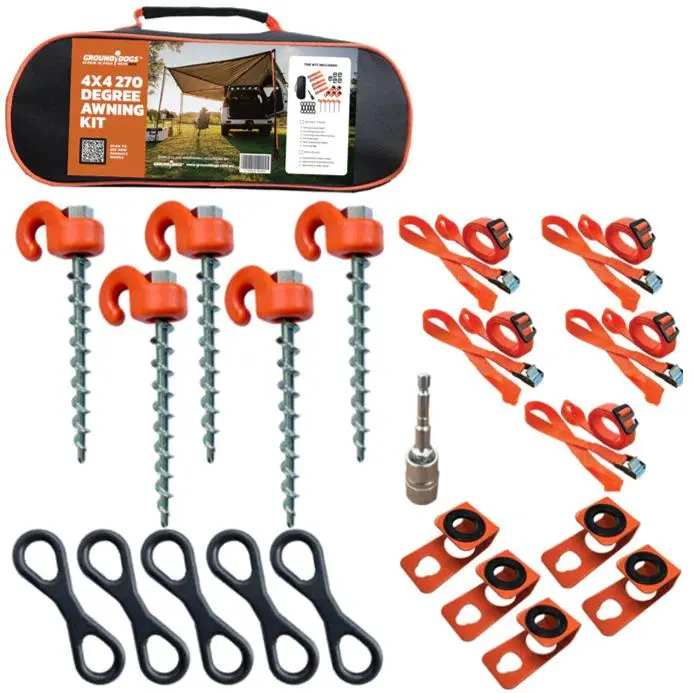 270° Awning Tie Down Pack With Straps | Complete 4X4 Anchoring Kit 1
