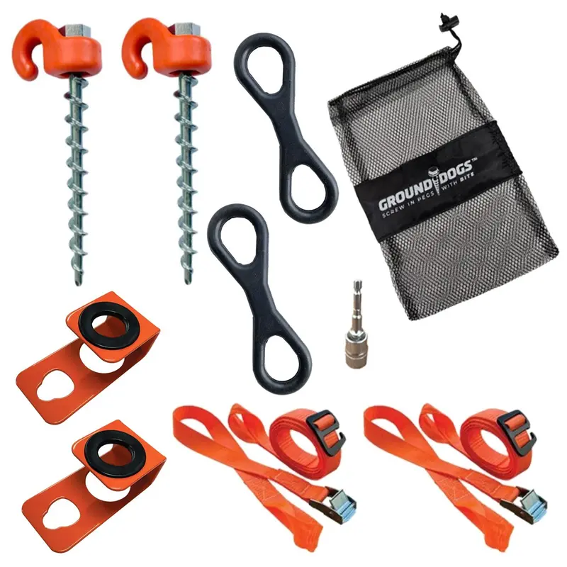 4X4 Side Awning Tie Down Kit With Straps | Ground Dogs (Free Canvas Bag & Socket) 1