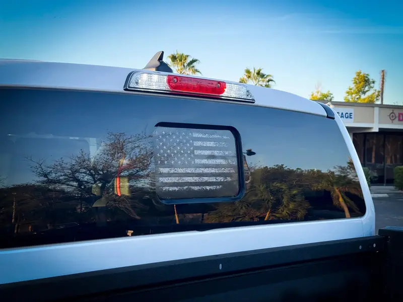American Flag Perforated Rear Window Overlay V2 - 2024+ Ranger W/ Small Center Rear Window 1