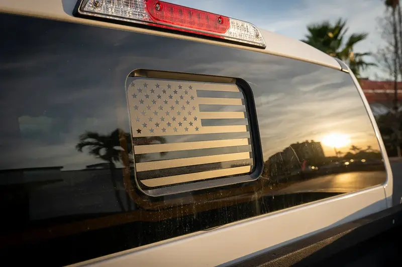 American Flag Rear Window Overlay - 2024+ Ranger W/ Small Center Rear Window 1