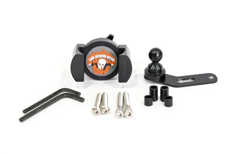 Biker Gripper Cell Phone Control/Perch Mount Kit (Black & Chrome Mounting Bracket Versions-Harley Or Metric)-Street-Adventure-Dirt 1