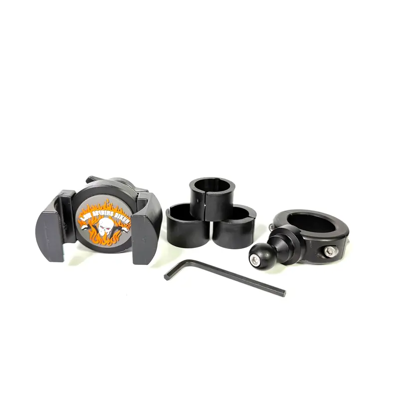 Biker Gripper Cell Phone Handlebar Universal Bar Mount Kit In Black Or Chrome-Harley Or Metric-Street-Adventure-Dirt 1