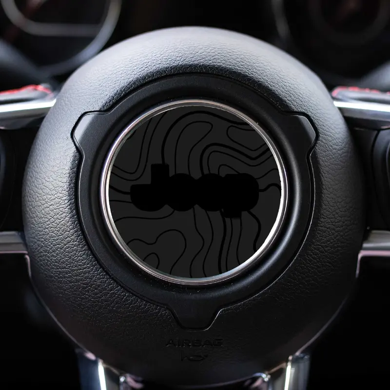Black Topo Steering Wheel Decal For Jeep - 2018+ Wrangler Jl / Gladiator Jt 1