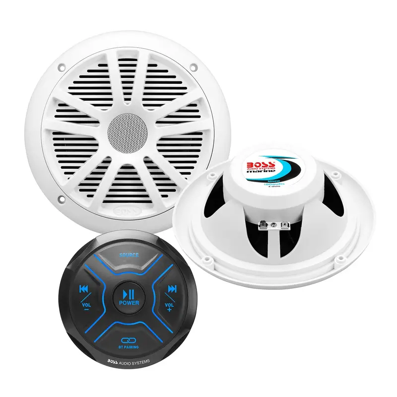 Boss Audio Systems Mg150w.6 Marine Speakers And Gauge Receiver Package 1