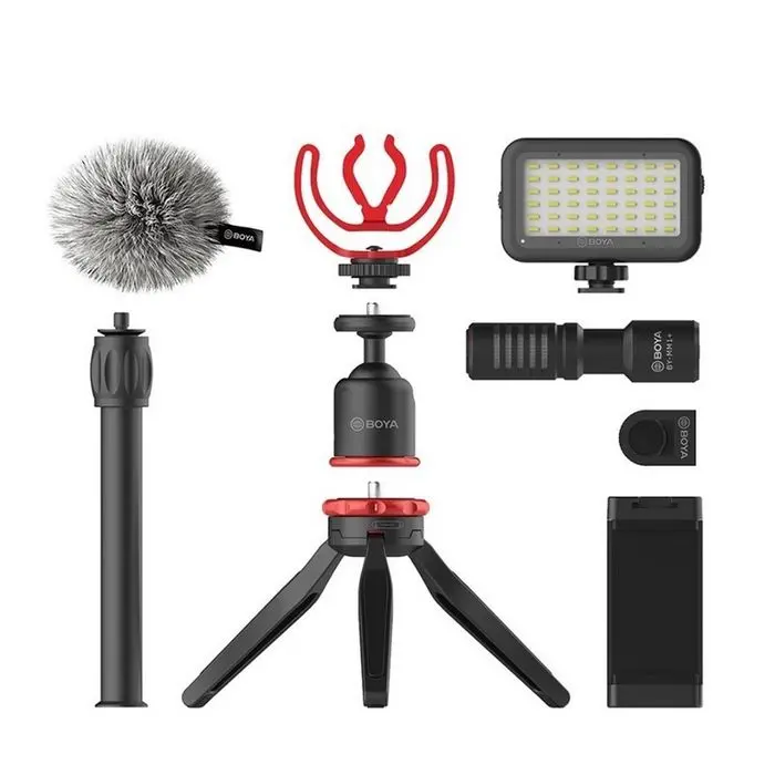 Boya Vg350 Vlogging Kit 2 Incl. Mini Tripod By-Mm1 + Mic Led Light 1