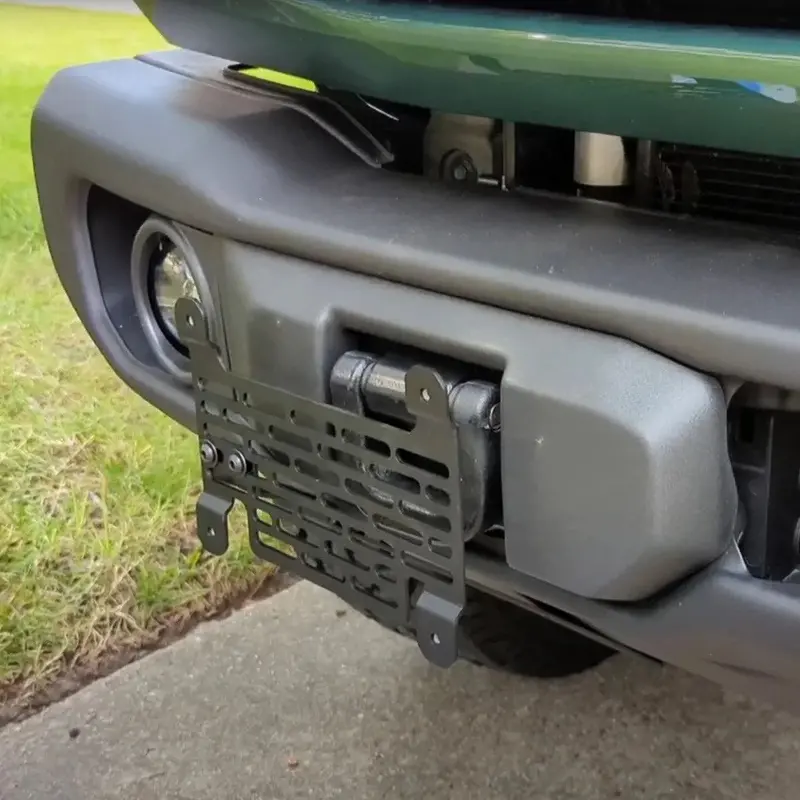 Builtright License Plate Relocation Bracket For Oem Capable Bumper W/ Flip-Up Tow Hooks - 2021+ Bronco 1
