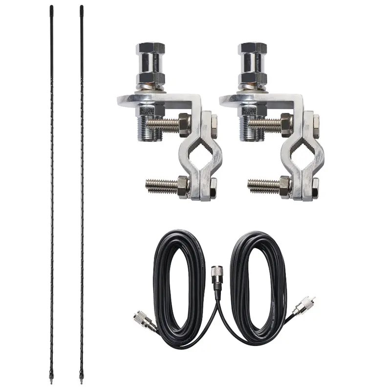 Dual Mirror Mount, Cable, And Cb Antenna Kit 1