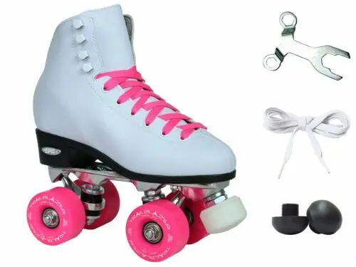 Epic Classic White & Pink Quad Roller Skates - Us6 1