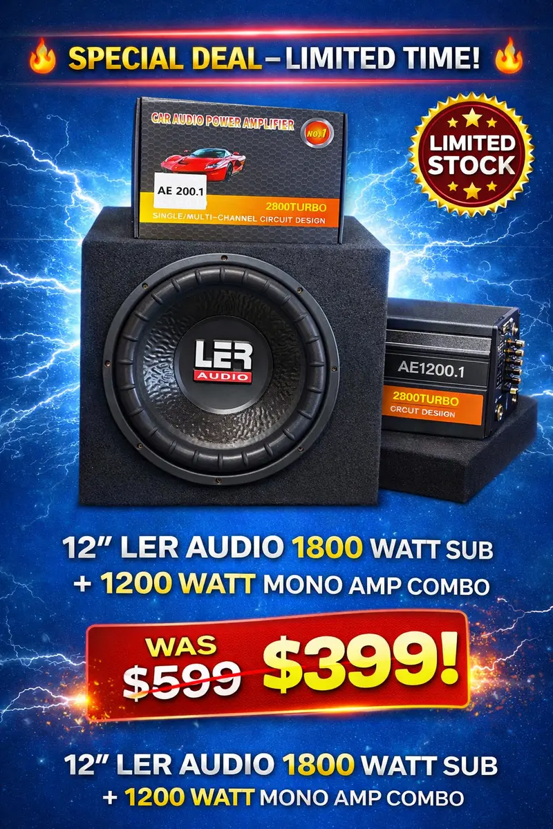 🔊 Combo – Ler Audio 12″ (1800W) Subwoofer + 1200W Mono Amp + Enclosure 1