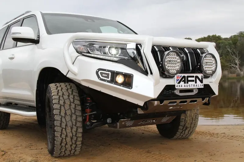 Full Bull Bar Toyota Prado Lj 150 Series 2017-2024 5 Door Complete With Fog Light Inserts And Winch Mount. Prepared For Parking Sensors (Oem) And Head 2