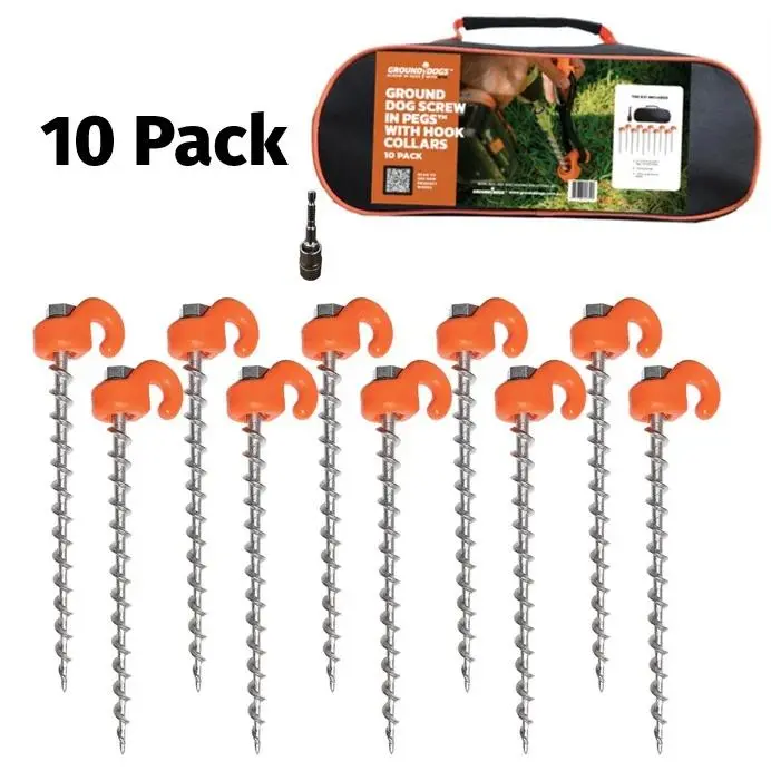 Ground Dog Screw In Peg With Hook Collar 250Mm - 10 Pack 1