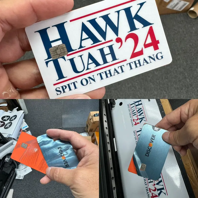 Hawk Tuah Spit On That Thang 2024 Credit Card Overlay Sticker 1