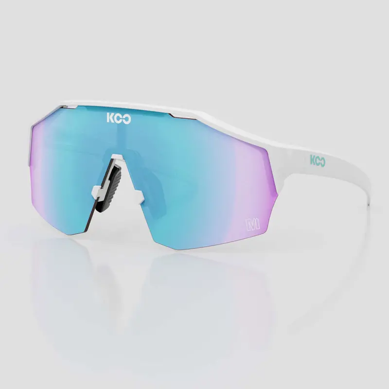 Koo Alibi Mdd White Matt/Turquoise Mirror Lens Unisex Cycling Sunglasses - Large 1