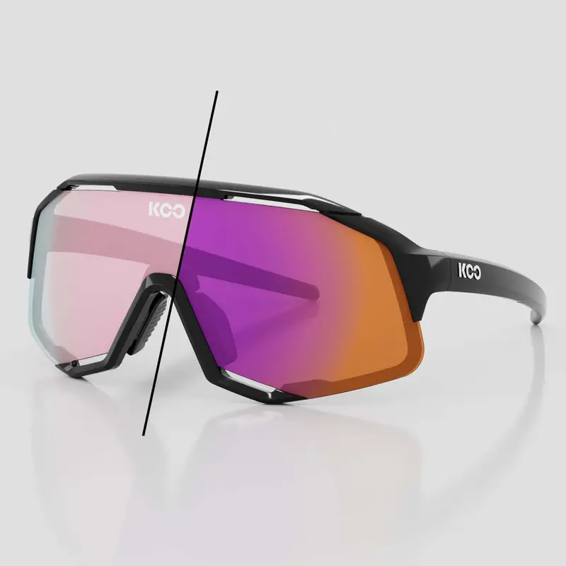 Koo Demos Cycling Sunglasses - Black / Photochromic Fuchsia Mirror 1