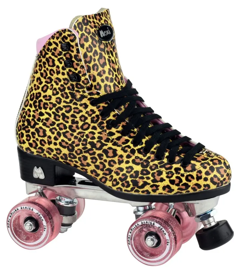 Moxi Jungle Leopard Skates (W/ Pink Cuff And Pink Juicy Wheels) 1
