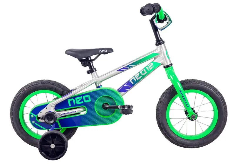 Neo+ 12 Single Speed Bike, Brushed Alloy / Neon Green, Navy Blue Fade - Rider Height: 85-102Cm, Age: 2-4 Years 1