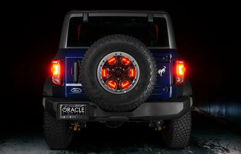 Oracle Led Red Illuminated Spare Tire Wheel Ring Third Brake Light - 2021+ Bronco 1