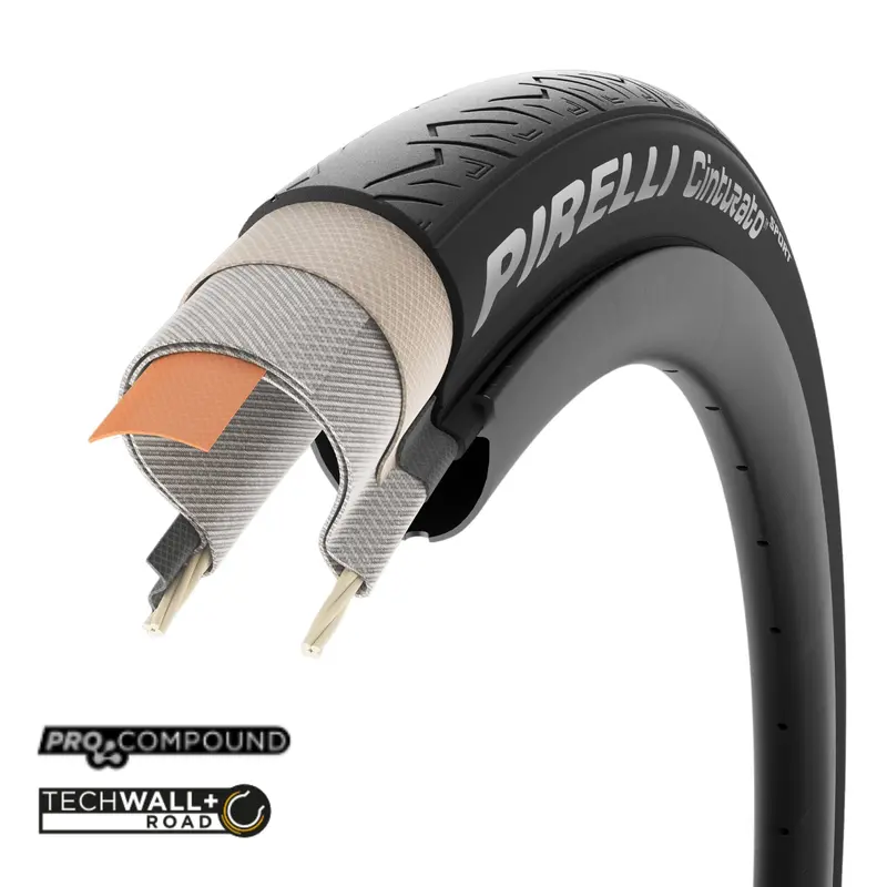 Pirelli Cinturato Sport Clincher Bicycle Tyre Black 700C (Non-Tubeless) 1