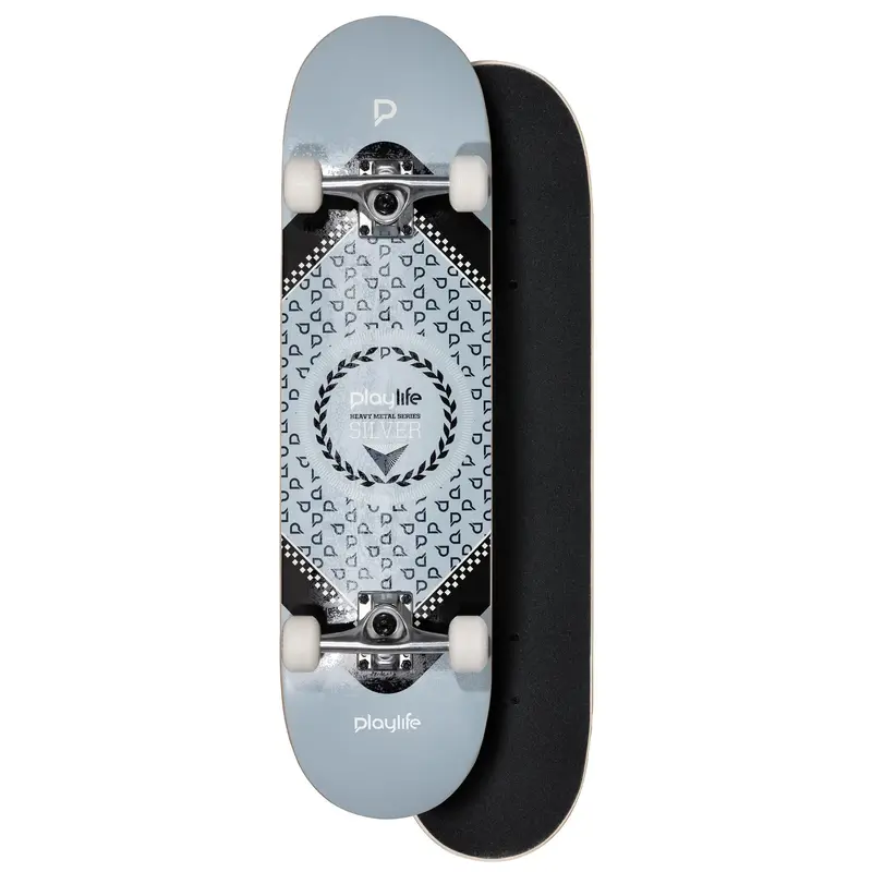Playlife Hardcore Heavy Metal Silver Skateboard Complete 1