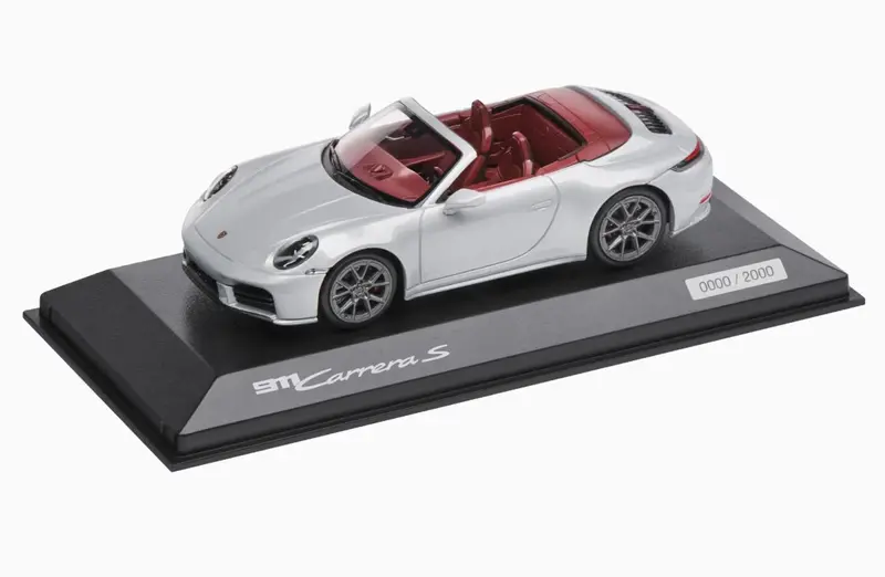 Porsche 911 Carrera Cabriolet (992.2), 1:43 Scale Model Car - Ice Grey Metallic 1