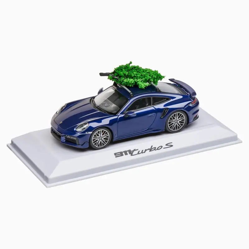 Porsche 911 Turbo S (992) 1:43 Scale Model Car - Gentian Blue Christmas 1