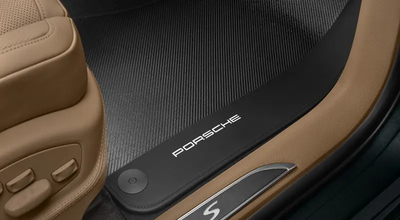 Porsche Carbon Floor Mats With Leather Edging - Macan Ii 1