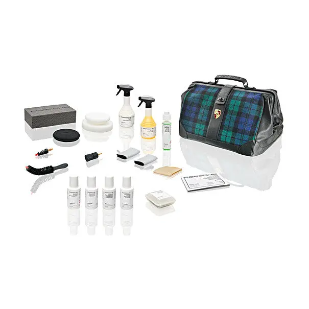 Porsche Classic Car Care Bag Set - Tartan (Green, Blue, Black) 1