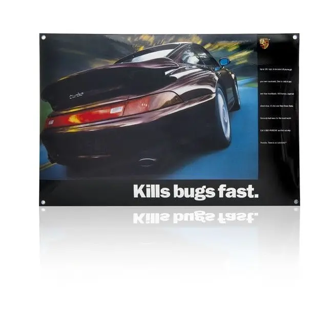 Porsche  Classic Enamel Sign - 993 Turbo "Kills Bugs Fast" 1
