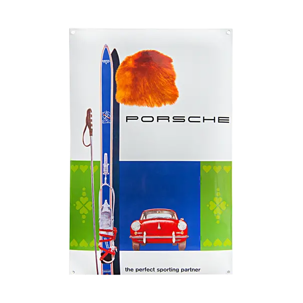 Porsche  Classic Enamel Sign - Vintage Ski 1