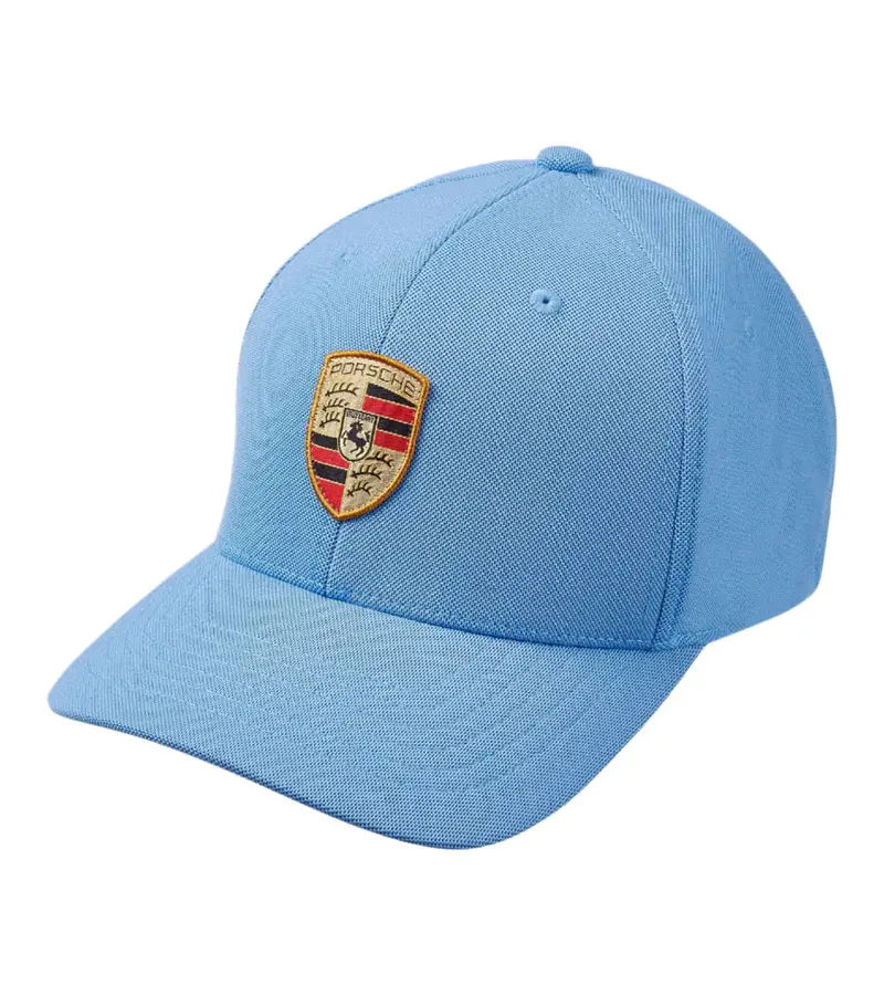 Porsche Crest Baseball Hat  (Flex Fit) - Light Blue 1