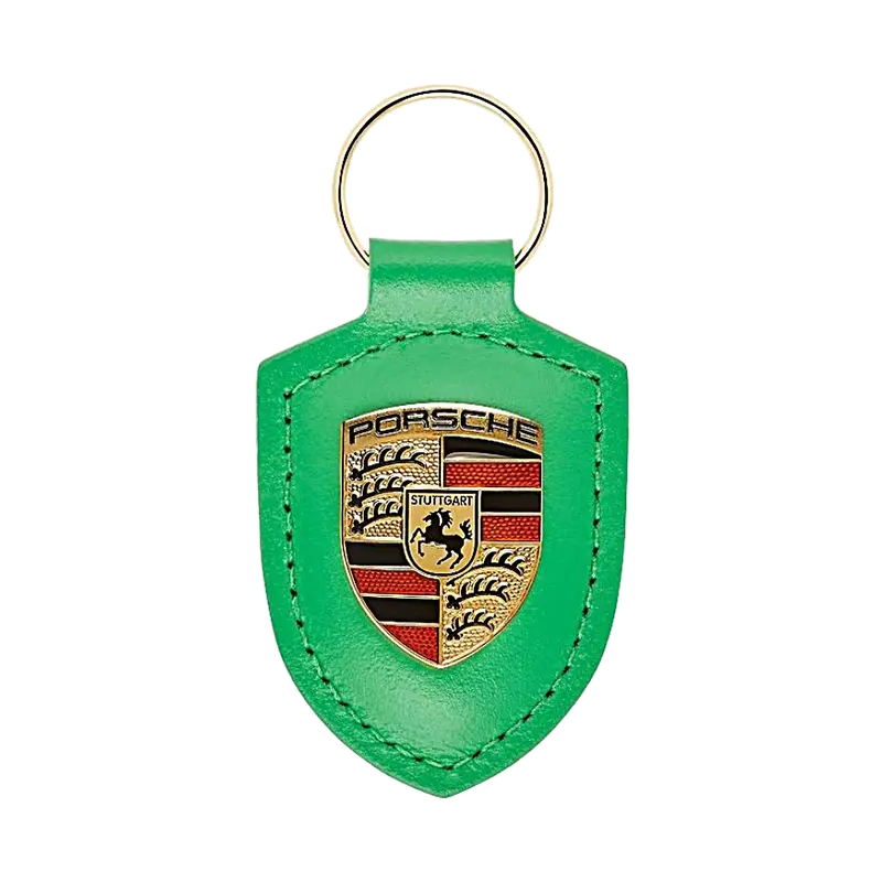 Porsche Crest Leather Keychain - Python Green 1