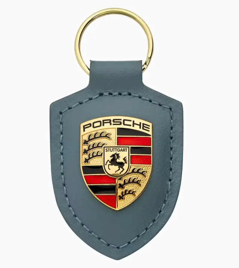 Porsche Crest Leather Keychain - Shore Blue 1