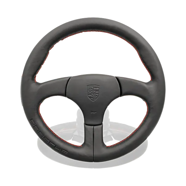 Porsche Sports Steering Wheel W/ Out Airbag Black W/ Red Stitch- 911 And 959 1